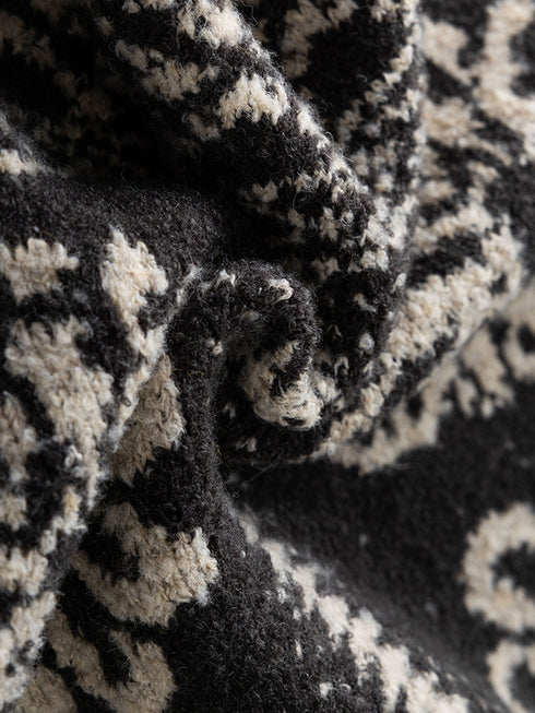 Paris Snow Velvet Fair Isle Knit | French-Style Tie Polo Collar Loose Slimming Pullover Sweater