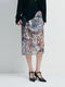 Hand-Beaded Burnout Floral Mesh Layered Midi Skirt - Detachable Double-Layer Sheer Statement Skirt