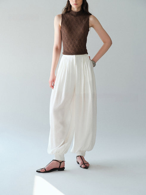 Draped Pleated Balloon Trousers – Convertible Wide-Leg Cuffed Pants