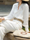 Quiet Luxury 100% Linen Butterfly Embroidered Shirt & Tie‑Waist Pants Set – Elegant Old‑Money Summer Outfit