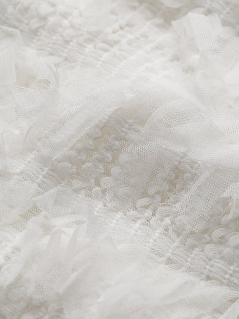 Limited-Edition Japanese Crafted Butterfly Tulle Top & Skirt Set - Ethereal Textured Luxury Ensemble