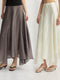 Crinkled Acetate Asymmetric Maxi Skirt – Fluid Draped High-Waist Statement Skirt