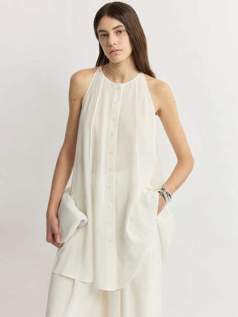 Luxury Acetate Sheer Pleated Top & Wide-Leg Pants Set – Quiet Luxury Fluid Resort Ensemble