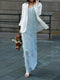 Light Blue French Fringe V‑Neck Slip Maxi Dress – Elegant Tassel Textured Camisole Dress
