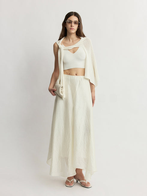 Custom Cool-Touch Linen Cotton Open-Knit Resort Shawl - Luxury Lightweight Vacation Wrap