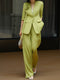 Textured Linen‑Tencel Floral Blazer & Wide‑Leg Pants Suit – Quiet Luxury Tailored Two‑Piece Set