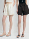 Italian Mercerized Wool & Acetate Drawstring Wide-Leg Shorts