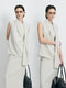 Quiet Luxury Cooling Acetate Asymmetric Scarf Blouse & Midi Skirt Set