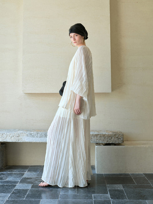 Sequin-Embellished French Pleated Chiffon Blouse – Ethereal Bohemian Sheer Goddess Top