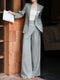 Luxury Tailored Women’s Blazer & Wide-Leg Trousers Suit Set – Elegant Business Workwear Ensemble
