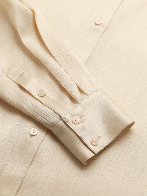 Wrinkle-Resistant Crinkled Acetate Shirt & Drawstring Skirt Set