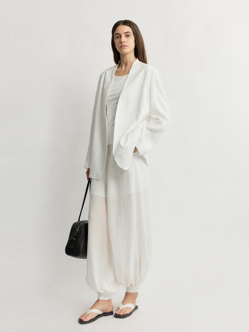 Tencel Linen Drawstring Balloon Jogger Pants – Relaxed Luxe Tapered Trousers