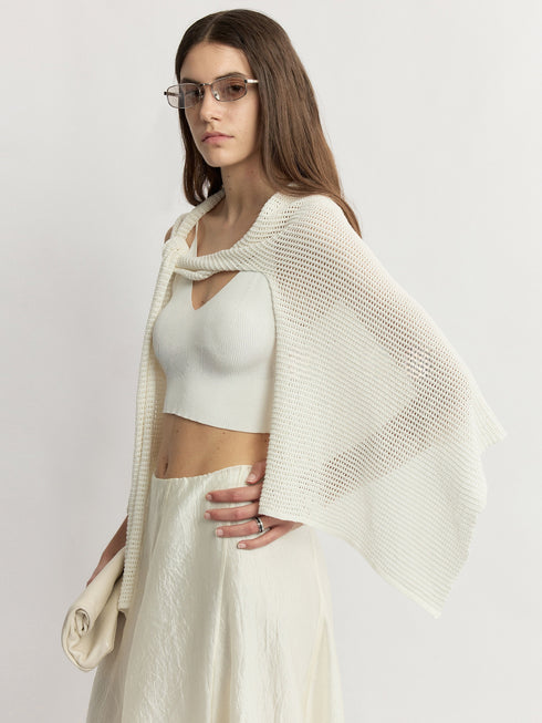Custom Cool-Touch Linen Cotton Open-Knit Resort Shawl - Luxury Lightweight Vacation Wrap