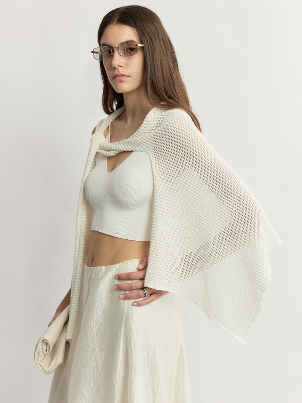 Custom Cool-Touch Linen Cotton Open-Knit Resort Shawl - Luxury Lightweight Vacation Wrap