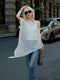 Linen-Blend Sheer Asymmetric Knit Cape – Multi-Way Lightweight Draped Poncho
