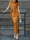 Luxury Beaded Sleeveless Vest & Midi Skirt Set – Elegant Linen Blend Two‑Piece Suit