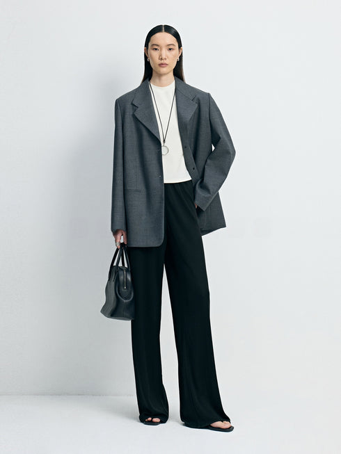 Cooling Acetate One-Piece Elastic-Waist Knit Air Pants - Fluid Wide-Leg Lounge Trousers