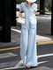 Luxury Linen Two-Piece Set – 3D Floral Appliqué Shirt & Wide-Leg Pants Resort Ensemble