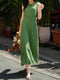 100% Linen Sleeveless Belted Midi Dress – Elegant Waist-Cinched Summer A-Line Dress