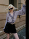 Luxury Cupro-Blend 3D Fan-Ruffle V-Neck Blouse – Sheer Statement Top