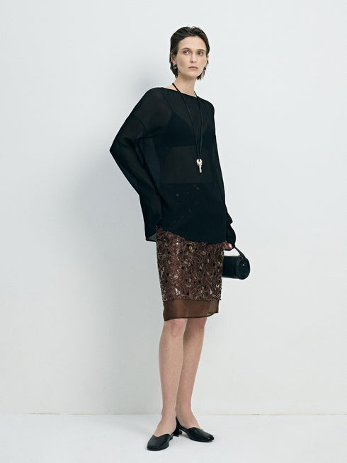 Japanese Cupro Sheer Crinkled Blouse - Ethereal Semi-Sheer Lightweight Top