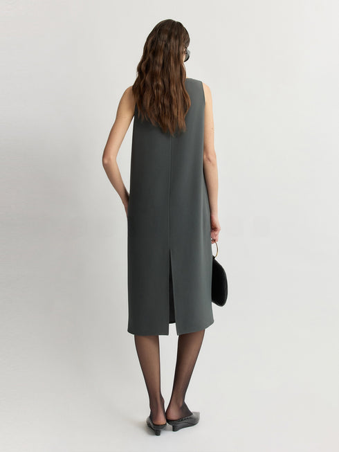Handcrafted Floral Acetate Shift Dress in Custom Morandi Sage Green