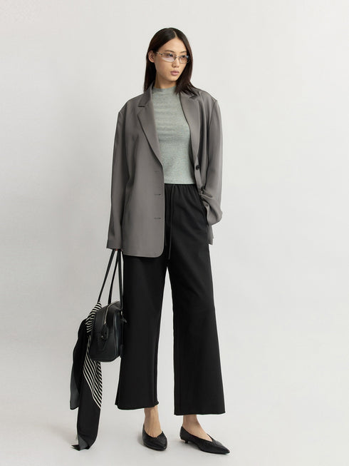 Custom Ultra-Fine Combed Cotton Drawstring Wide-Leg Cropped Pants – Relaxed Luxury Lounge Trousers
