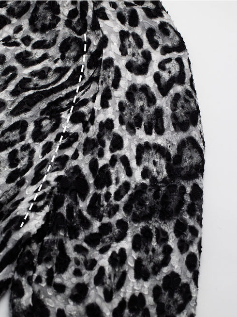 Ultra-Fine 13mm Mulberry Silk Burnout Leopard Blouse in Monochrome
