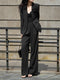 3D Floral Appliqué Tailored Blazer & Wide-Leg Trousers Suit Set – Elegant Office Two‑Piece Ensemble