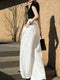 High-Waisted Linen Wide-Leg Trousers – Elegant White Relaxed Tailored Summer Pants