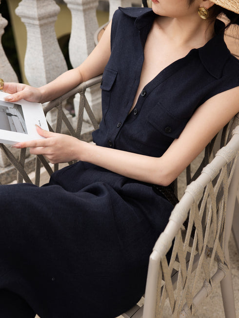 Tailored Sleeveless Vest & Wide-Leg Trousers Set – Modern Minimalist Commuter Suit