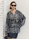 Ultra-Fine 13mm Mulberry Silk Burnout Leopard Blouse in Monochrome