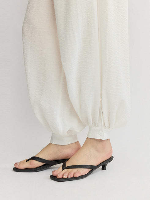 Tencel Linen Drawstring Balloon Jogger Pants – Relaxed Luxe Tapered Trousers