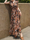 French Floral Wrap Maxi Dress – Elegant Summer Vacation Waist-Cinching Tea Dress