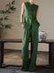 Tencel Linen Embroidered Vest & Wide-Leg Pants Set – Artisan Floral Tailored Summer Ensemble