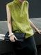 Silk-Texture Jacquard Mandarin Collar Sleeveless Blouse – Lightweight Double-Layer Summer Top