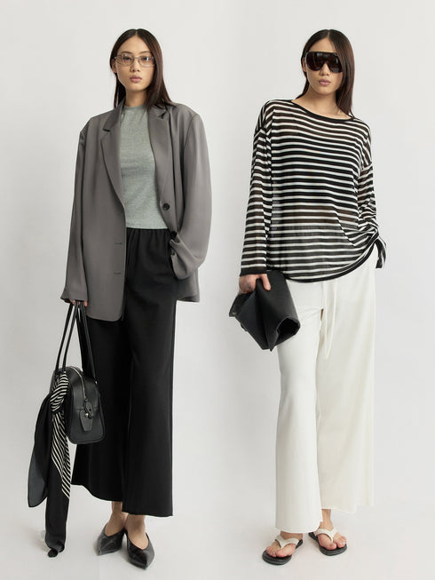 Custom Ultra-Fine Combed Cotton Drawstring Wide-Leg Cropped Pants – Relaxed Luxury Lounge Trousers