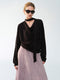 Lyocell Acetate Linen Draped Cowl-Neck Tie Blouse – Relaxed Minimalist Long Sleeve Top