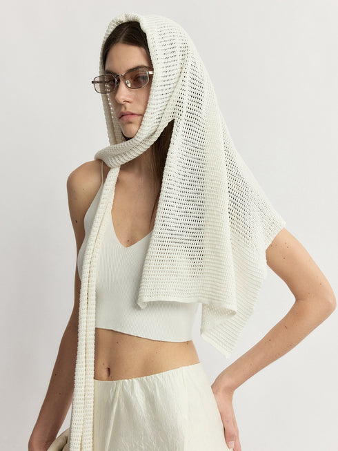 Custom Cool-Touch Linen Cotton Open-Knit Resort Shawl - Luxury Lightweight Vacation Wrap