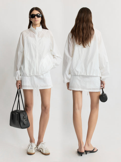 Sheer Sun-Protection Jacket & Anti-Exposure Mini Skirt Set - Lightweight Cotton Designer Summer Two-Piece