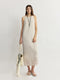 French-Imported Dew-Ramie Cutwork Embroidered Linen Midi Dress