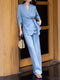 Old Money Linen Wrap Blazer & Wide-Leg Pants Set – 100% Linen Relaxed Tailored Suit for Women