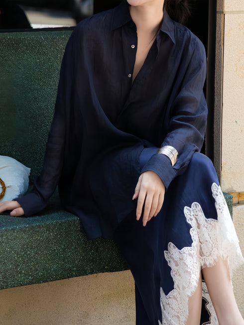 Acetate Satin Lace-Trim Slip Skirt – Elegant High-Waist Bias-Cut Midi Skirt