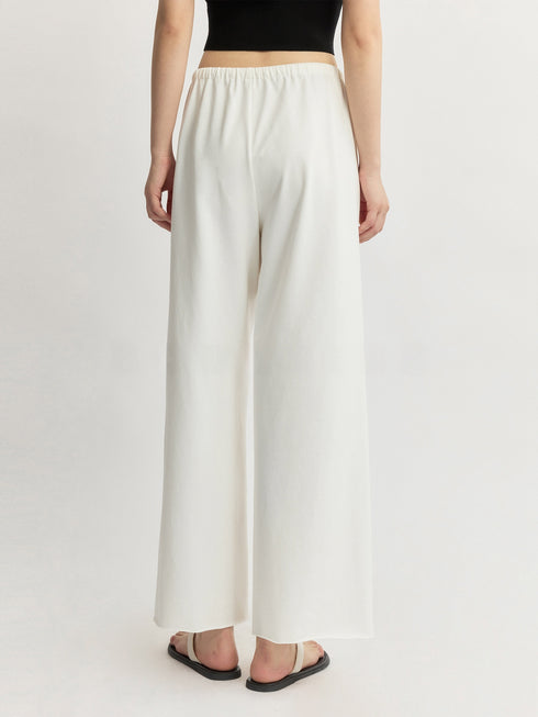 Custom Ultra-Fine Combed Cotton Drawstring Wide-Leg Cropped Pants – Relaxed Luxury Lounge Trousers