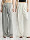 Japanese Triacetate Luminous Double-Satin Wide-Leg Pants - Elastic Waist Airy Draped Trousers