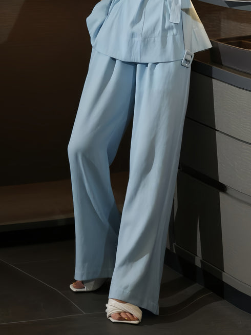 Minimalist Linen Sleeveless Blouse & Wide-Leg Pants Set – Summer Tailored Two-Piece Outfit