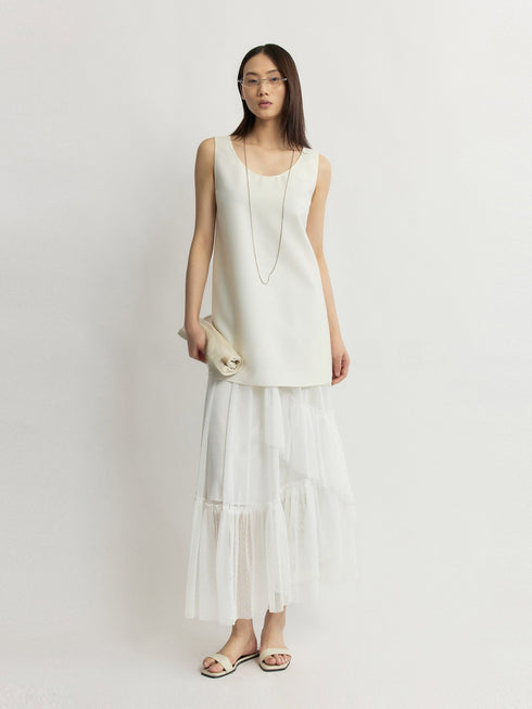 Detachable Swiss-Dot Tulle Tiered Skirt – Ethereal Layered Midi in Imported Japanese Mesh