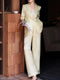 Acetate Jacquard Tailored Blazer & Wide-Leg Pants Suit – Designer Elegant Women’s Two‑Piece Set