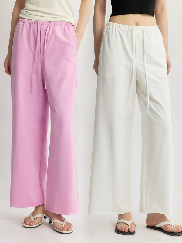 Custom Ultra-Fine Combed Cotton Drawstring Wide-Leg Cropped Pants – Relaxed Luxury Lounge Trousers