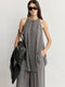 Luxury Acetate Sheer Pleated Top & Wide-Leg Pants Set – Quiet Luxury Fluid Resort Ensemble